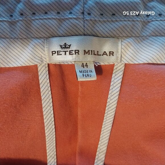 Peter Millar Mens Pima Cotton Flat-Front Shorts 44 Coral Made In Peru Resort Bea - Picture 3 of 5